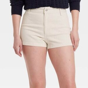 High Rise Sailor Denim Cream Striped Shorts